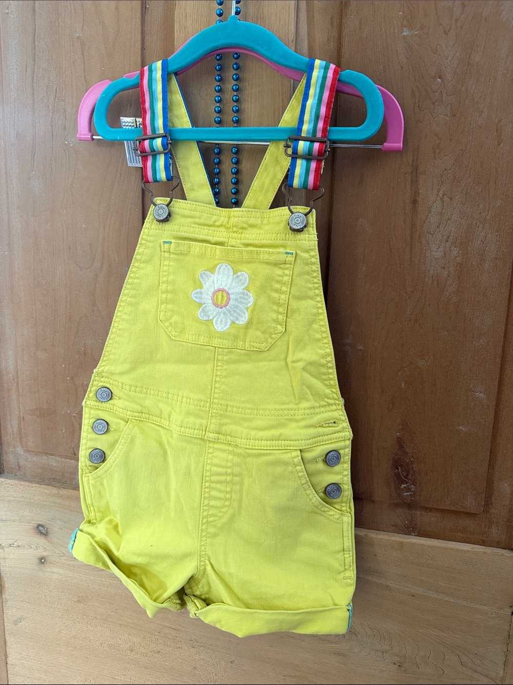 Mini Boden Yellow Daisy Short Overalls for Kids